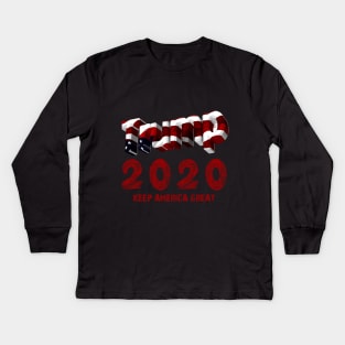 Trump 2020 Keep America Great USA Flag Kids Long Sleeve T-Shirt